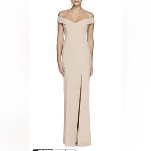 Dessy collection formal bridesmaid dress, off the shoulder